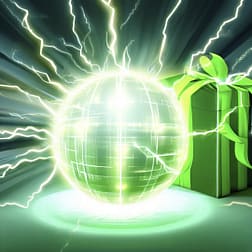 Coolblue energieaanbiedingen. Op deze afbeelding zie je groene coolblue aanbieding. Met rechts van de wereldbol een cadeau.