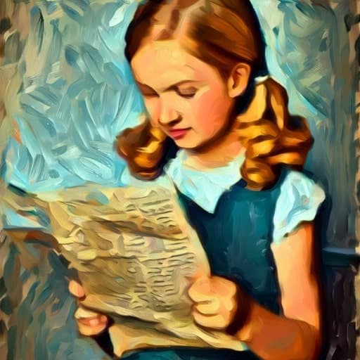 Meisje dat de volkskrant aanbieding aan het lezen in style van Van Gogh getekend,